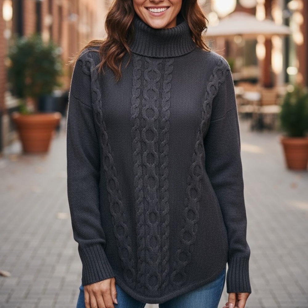 L.L. Bean Charcoal Turtleneck Sweater Medium